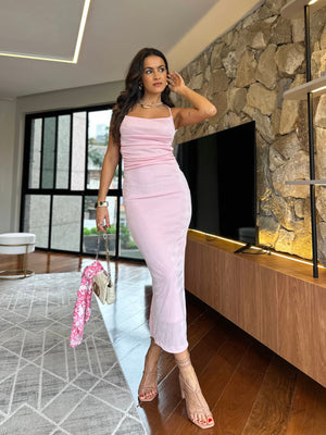 Vestido Midi Rosa Dolce