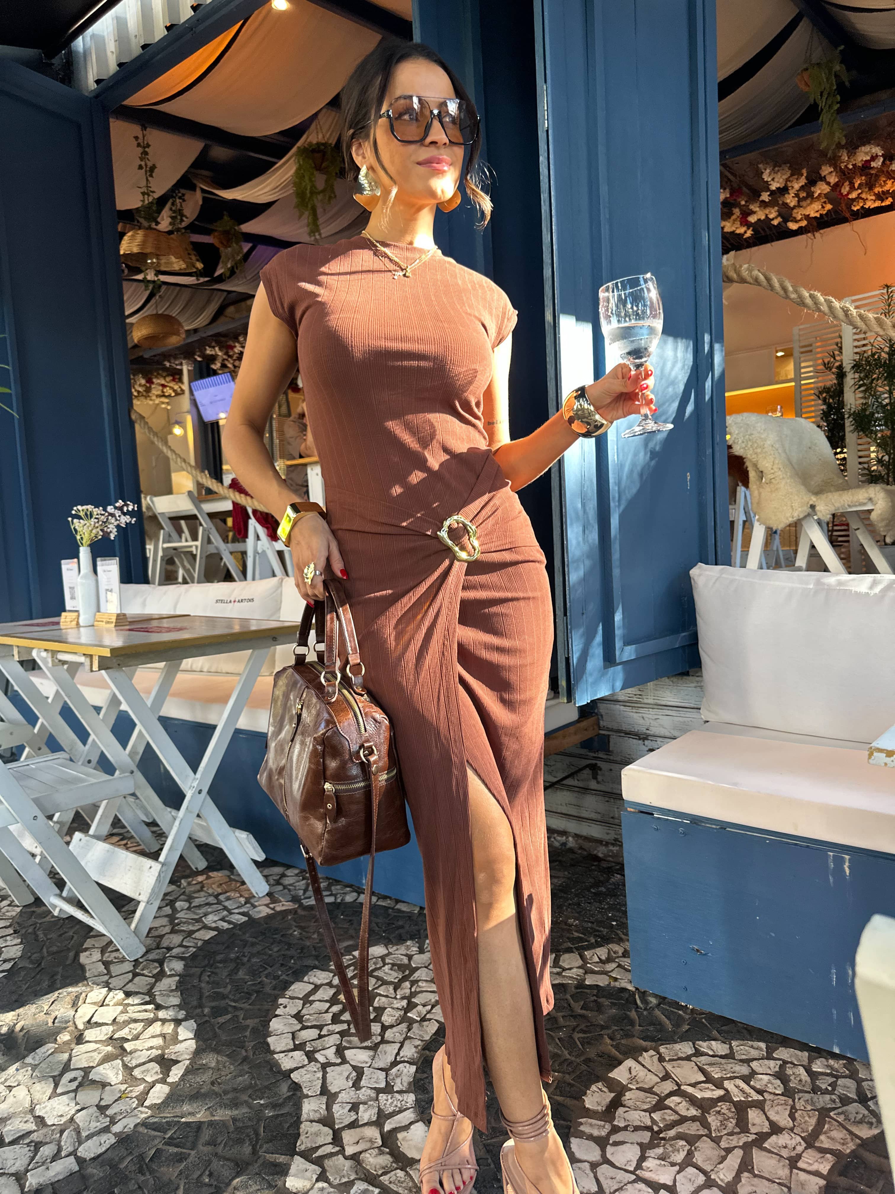 Vestido Midi Marrom Luma