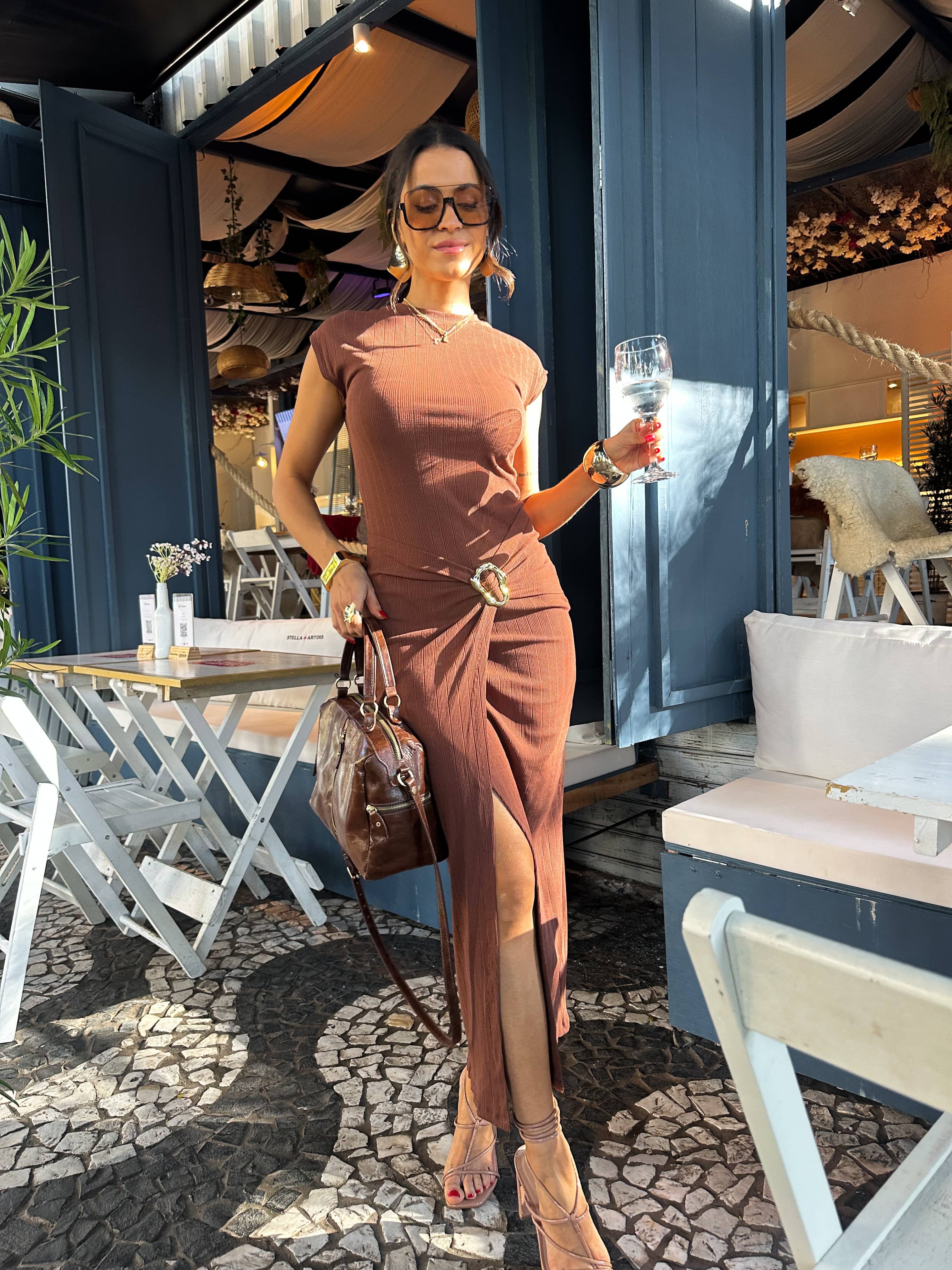 Vestido Midi Marrom Luma