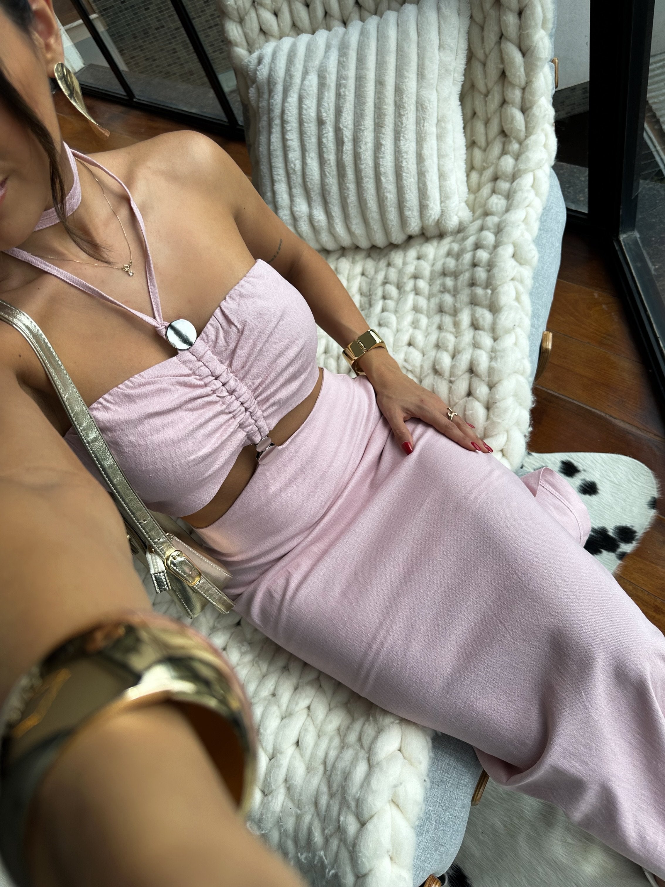 Vestido Midi Rosa Sancho