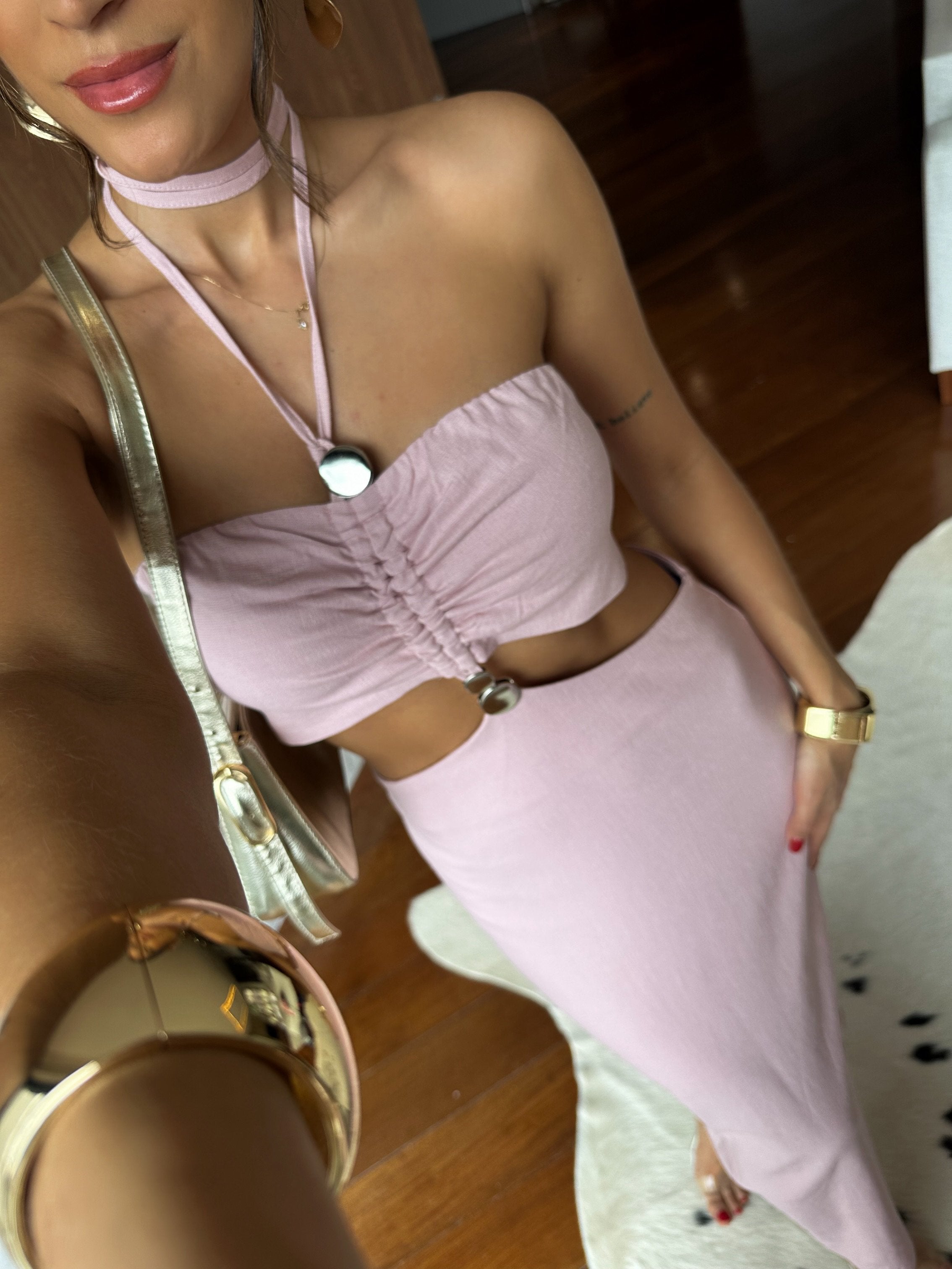 Vestido Midi Rosa Sancho