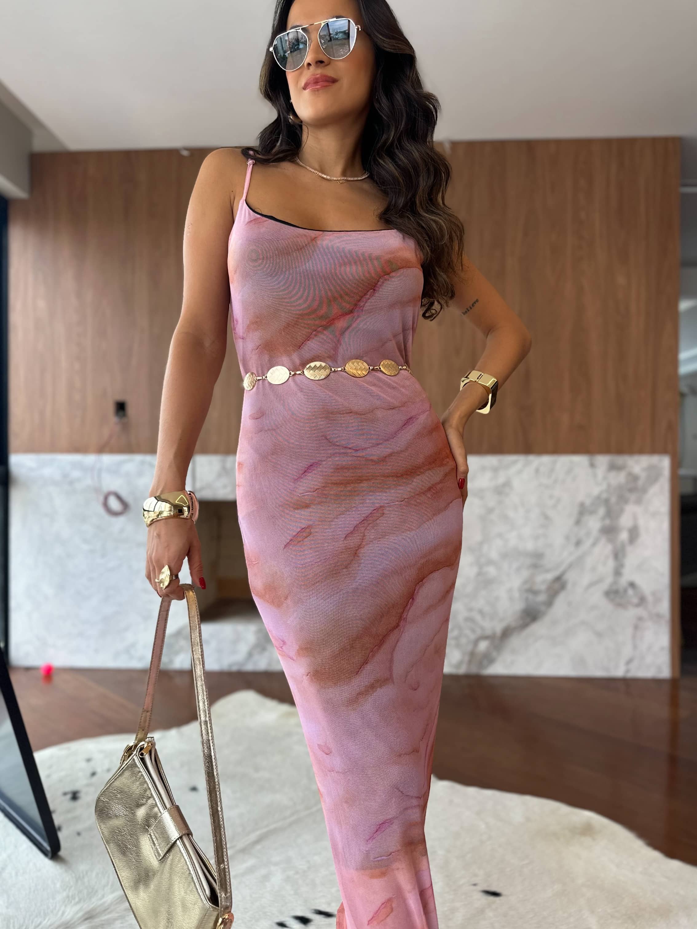 Vestido em Tule Rosa Cléo
