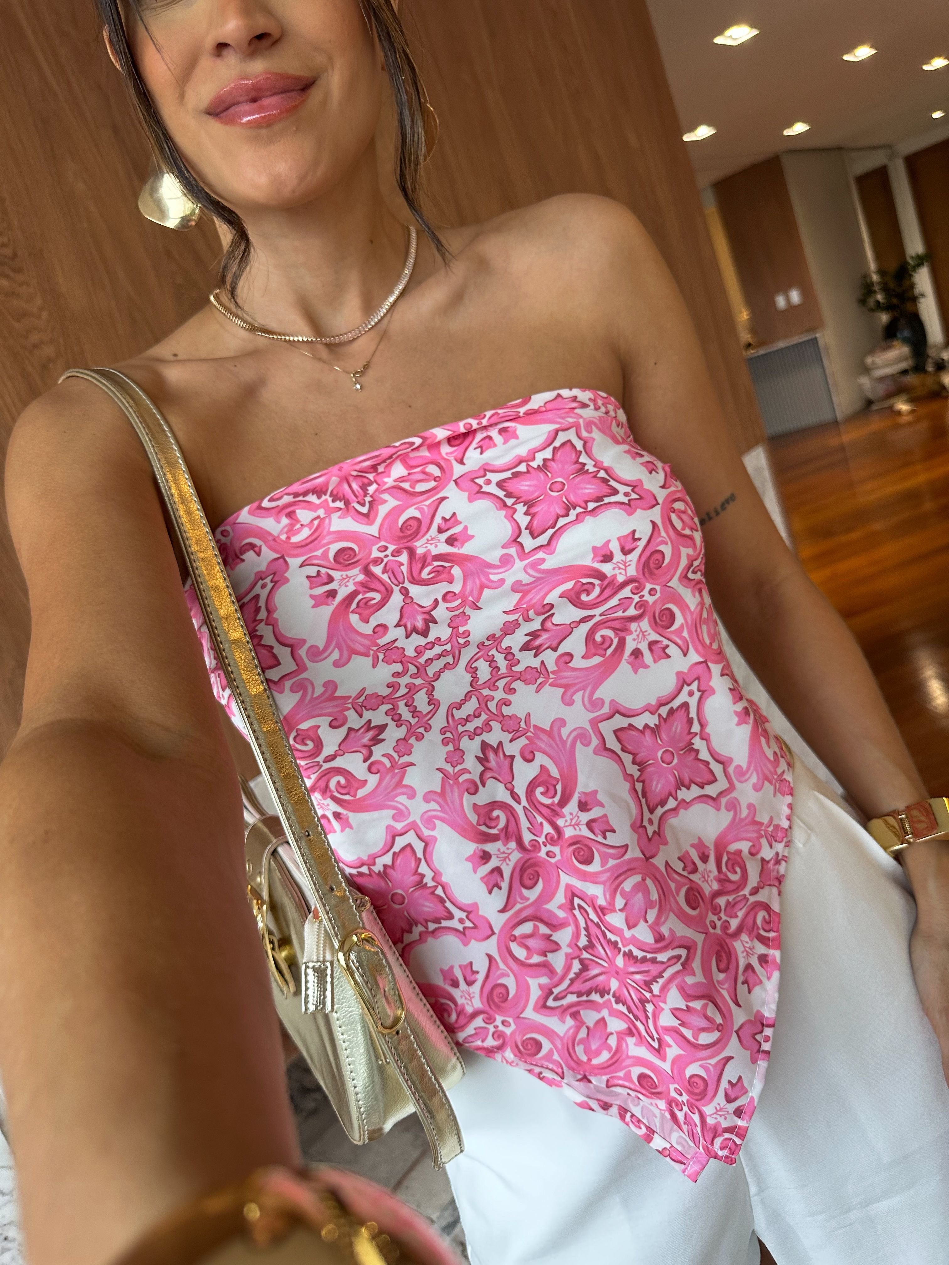 Lenço Acetinado Rosa Aurora
