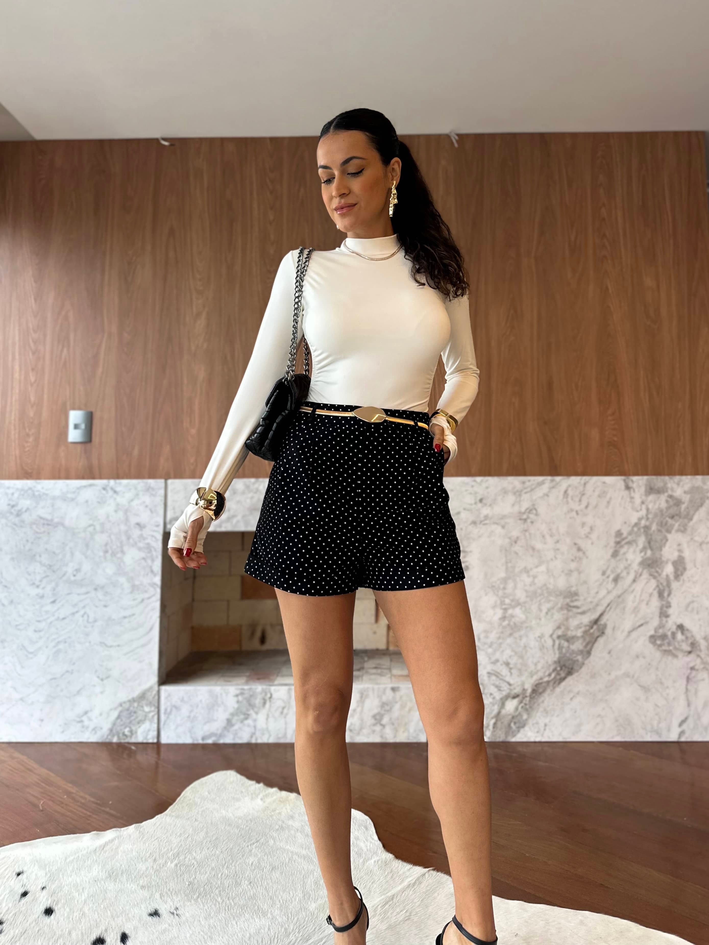 Short Preto Poá Tessie