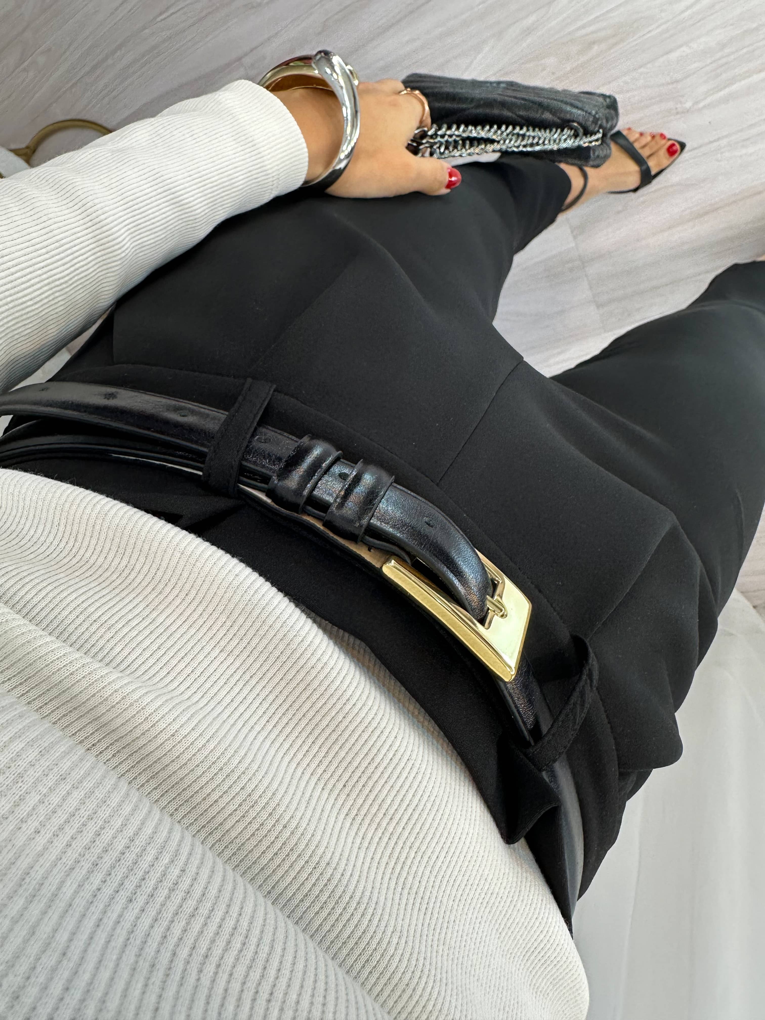 Cinto Preto em Couro Mavys