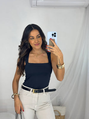 Body Decote Quadrado Preto Misey