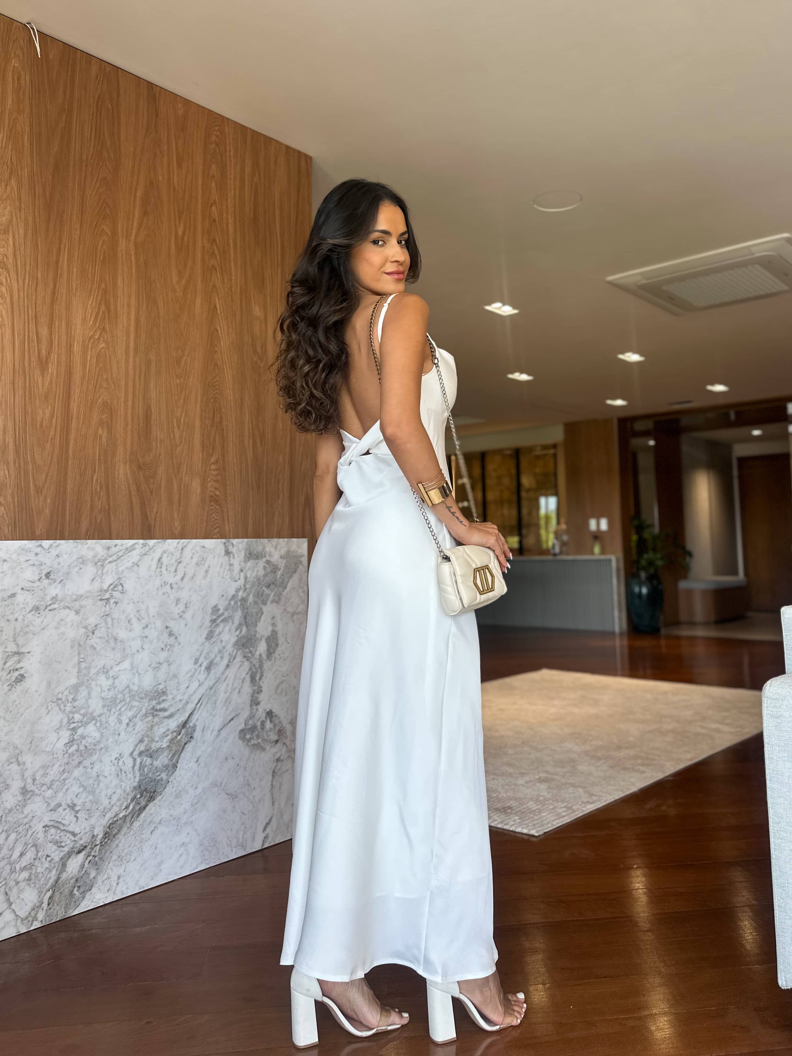 Vestido Acetinado Branco Verona