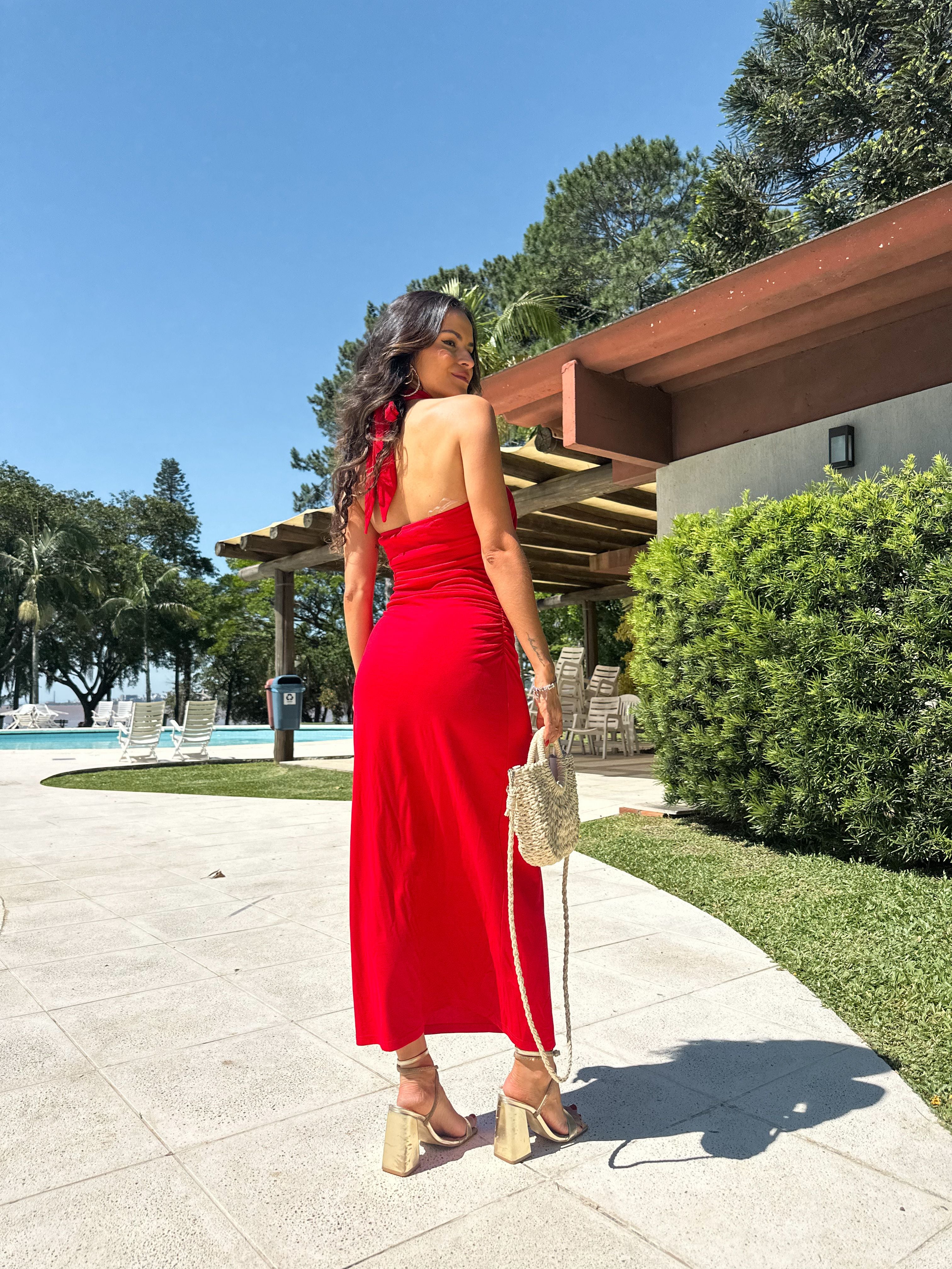 Vestido Midi Vermelho Anne