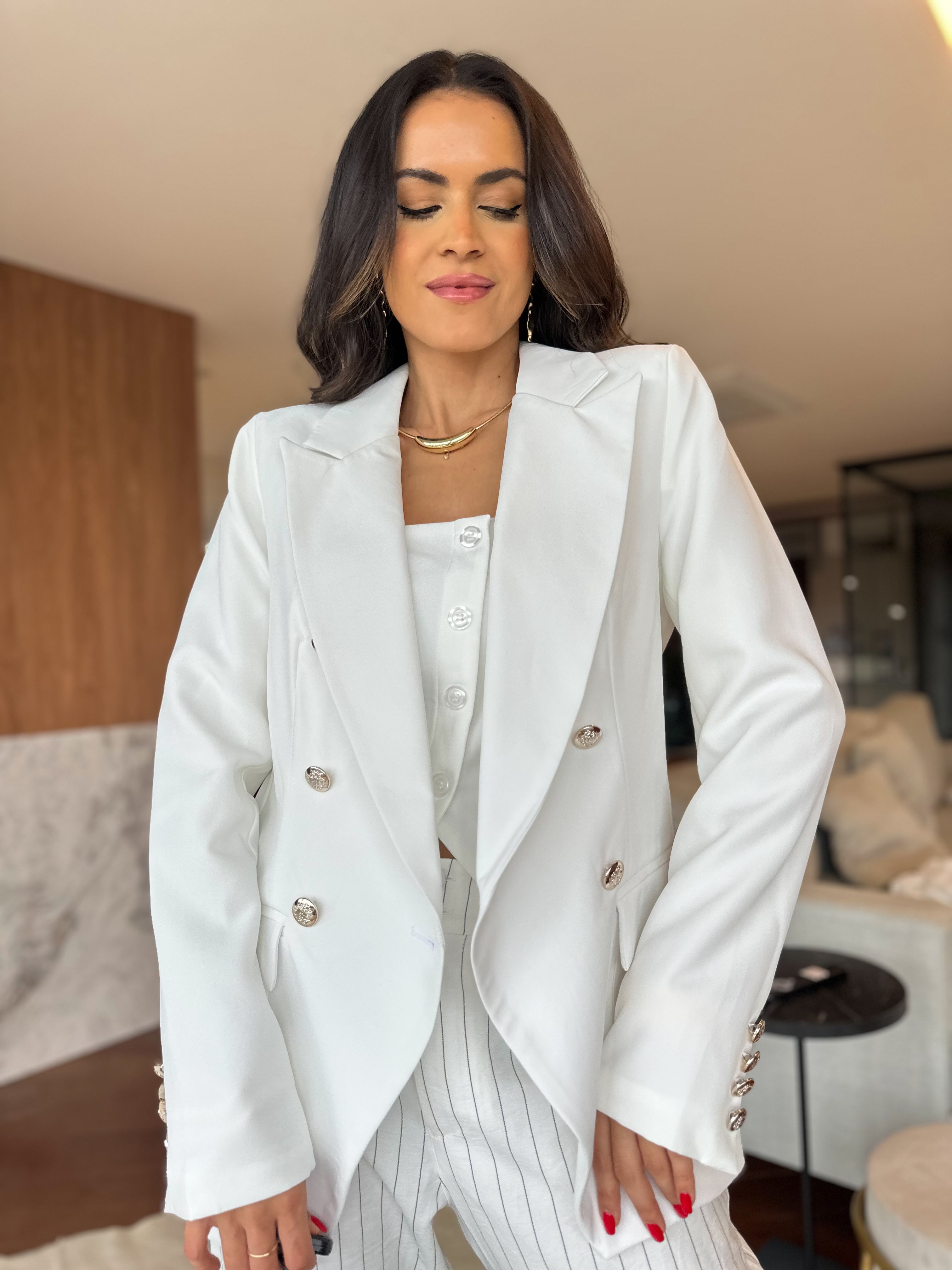 Blazer Inspiração Balmain Off White