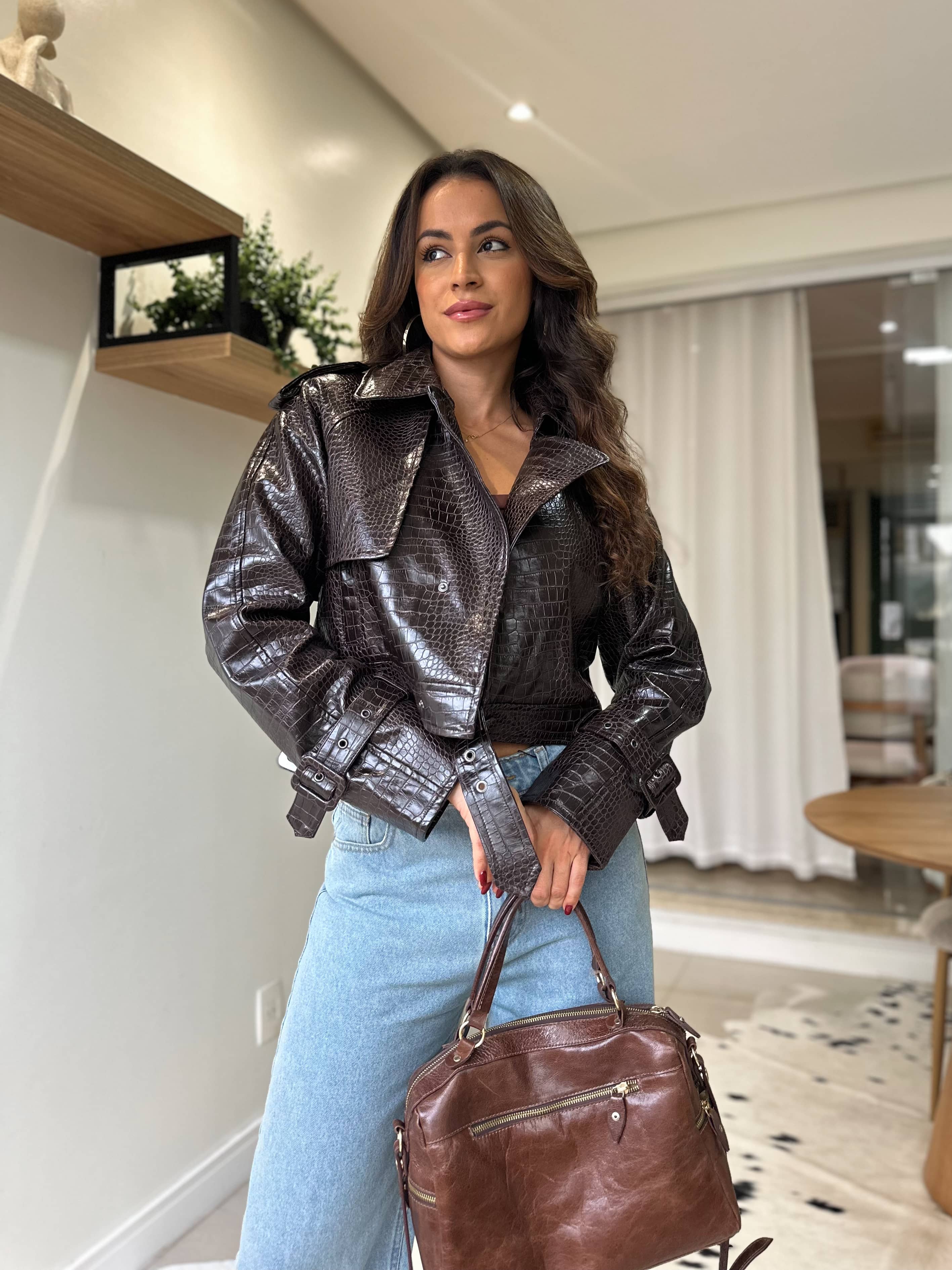 Jaqueta Croco Marrom Elza