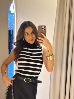 Blusa Listrada Preta Myla