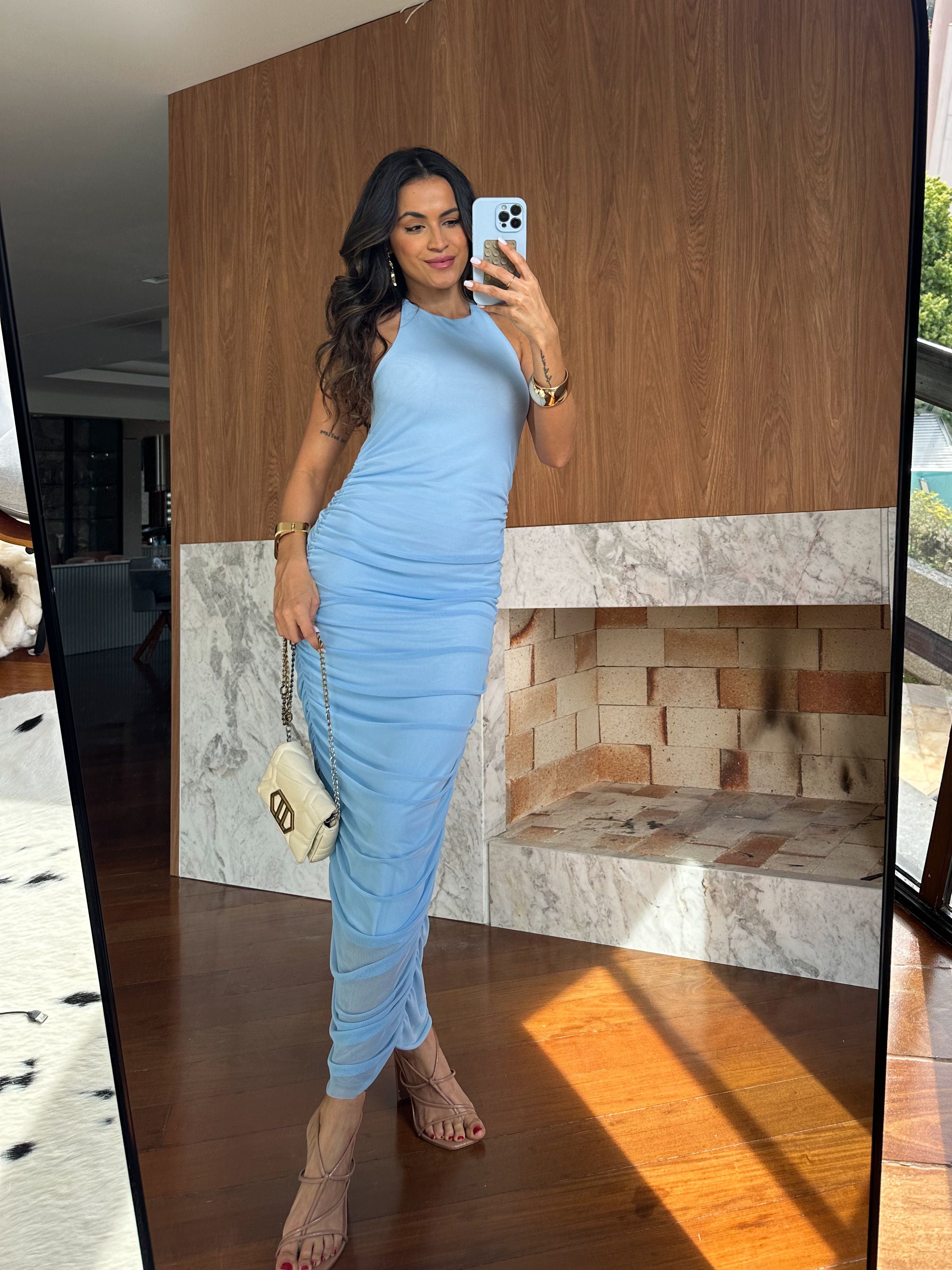 Vestido em Tule Azul Nancy