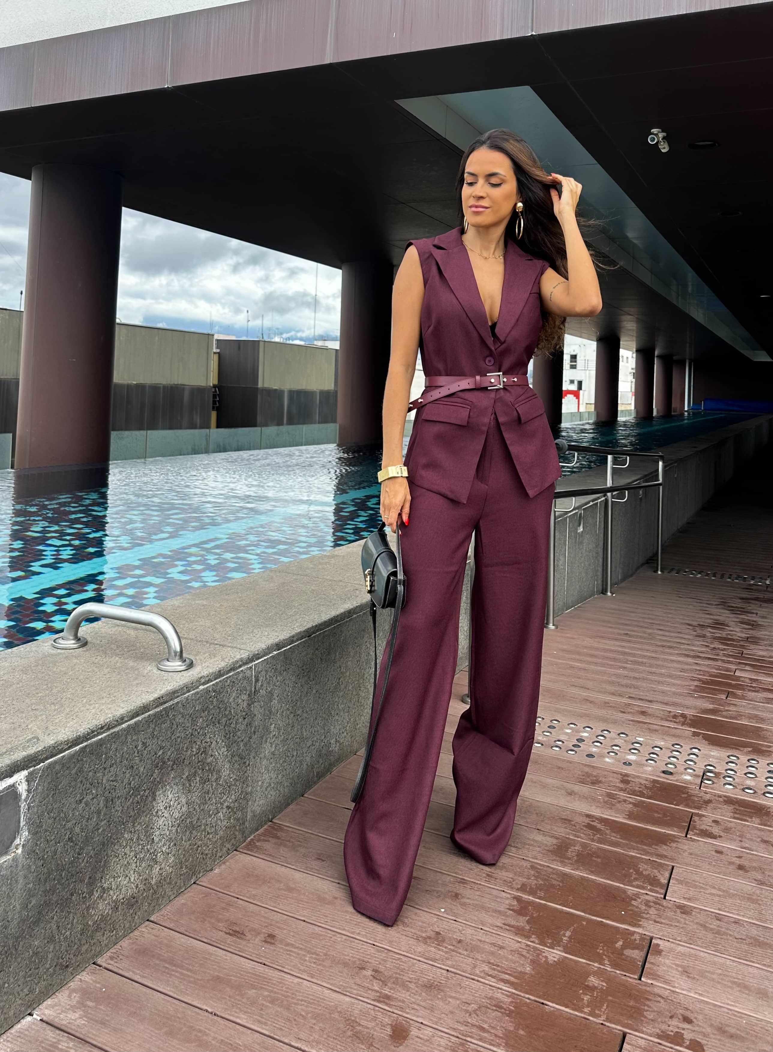 Conjunto Alfaiataria Vinho Vane