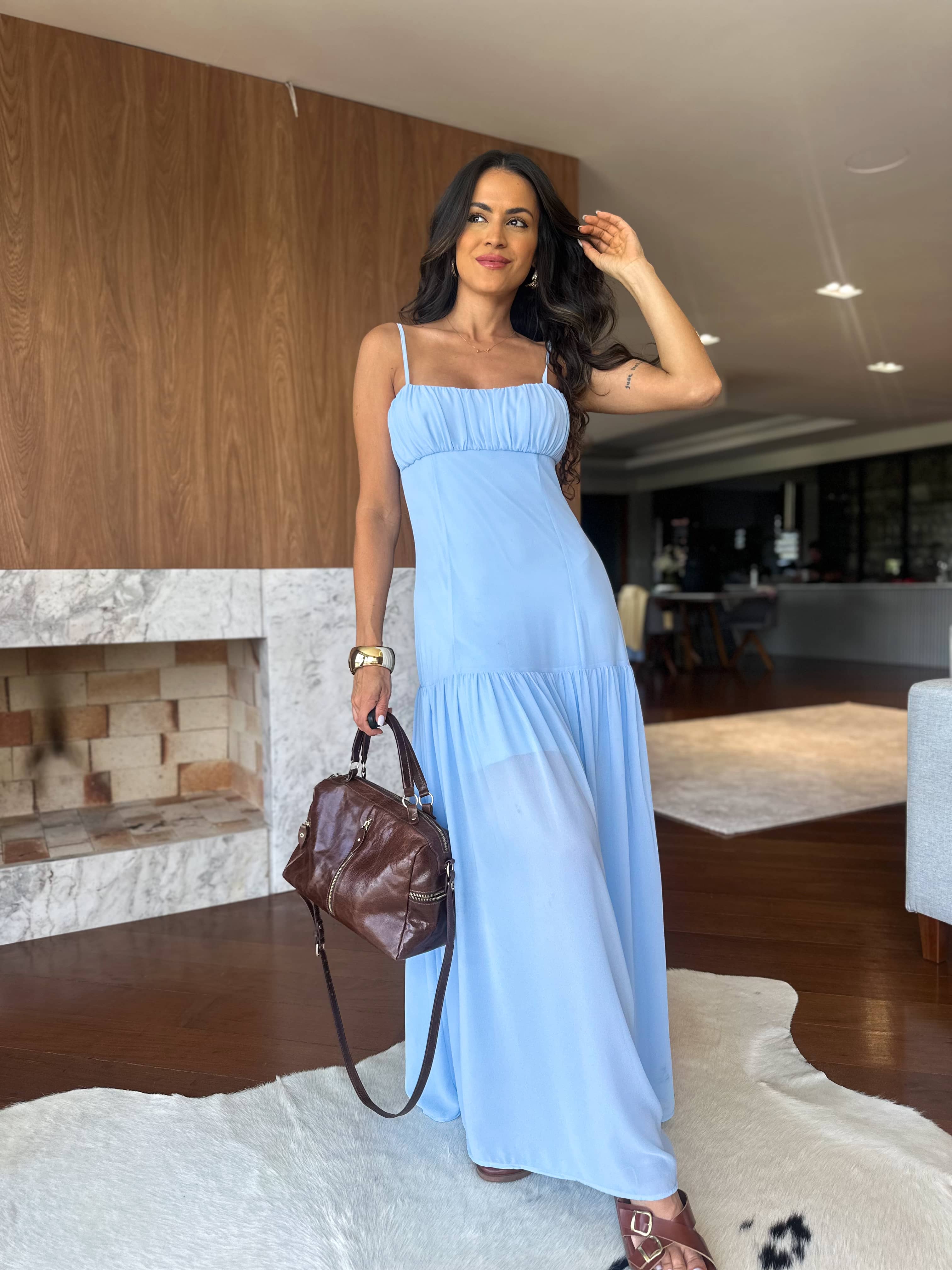 Vestido Alongado Azul Betina