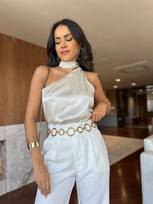 Blusa Acetinada Carla Areia