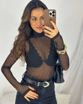 Body em Tule Preto Yara