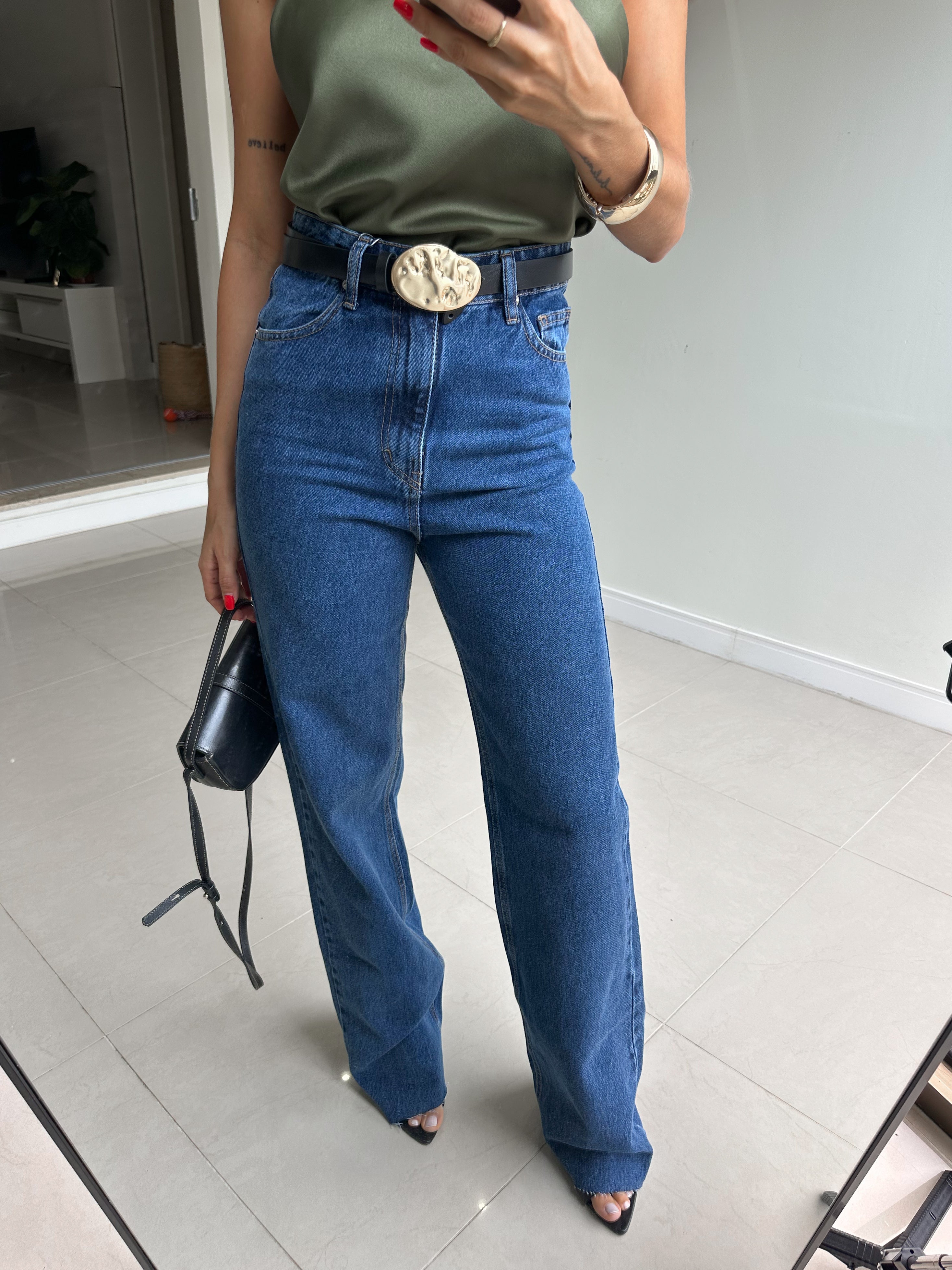 Calça Wide Leg Sofi Escura