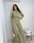Calça Wide Leg Jeans Lian Verde