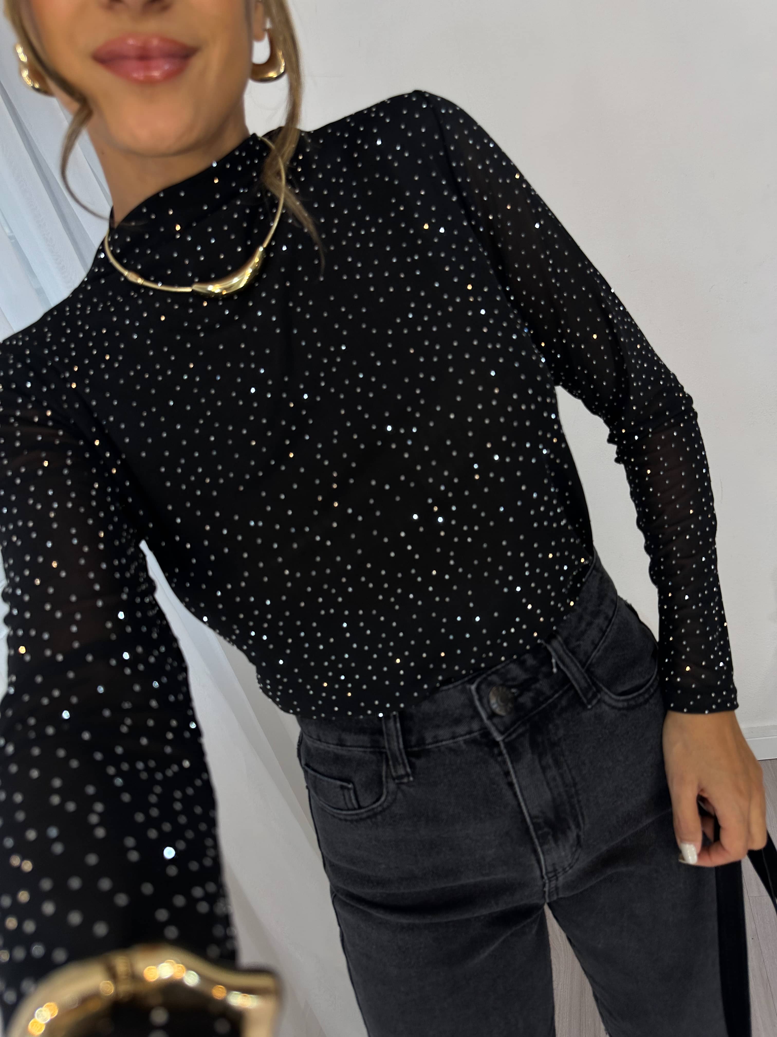 Calça Reta Jeans Mily Preta Estonada