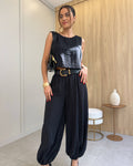 Calça Risca de Giz Preta Lucy