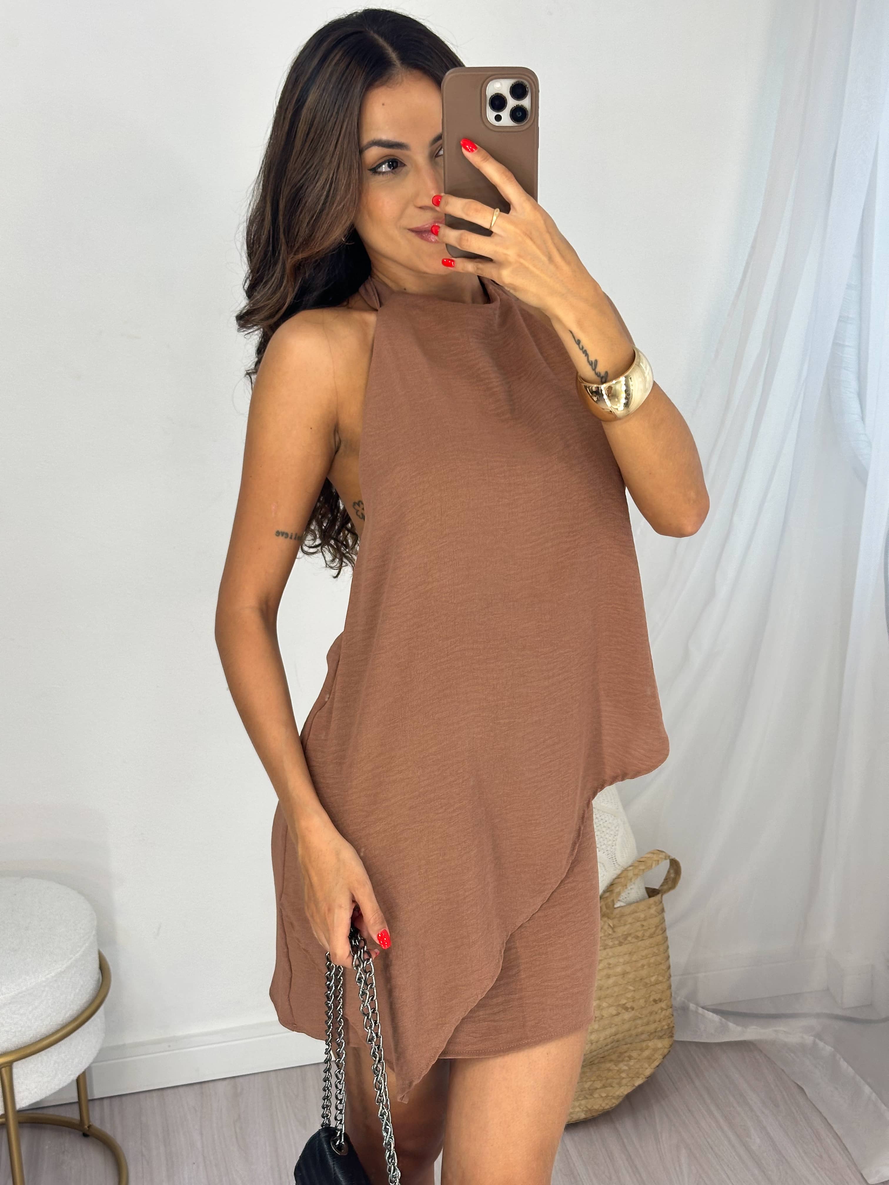 Vestido Vallet Marrom