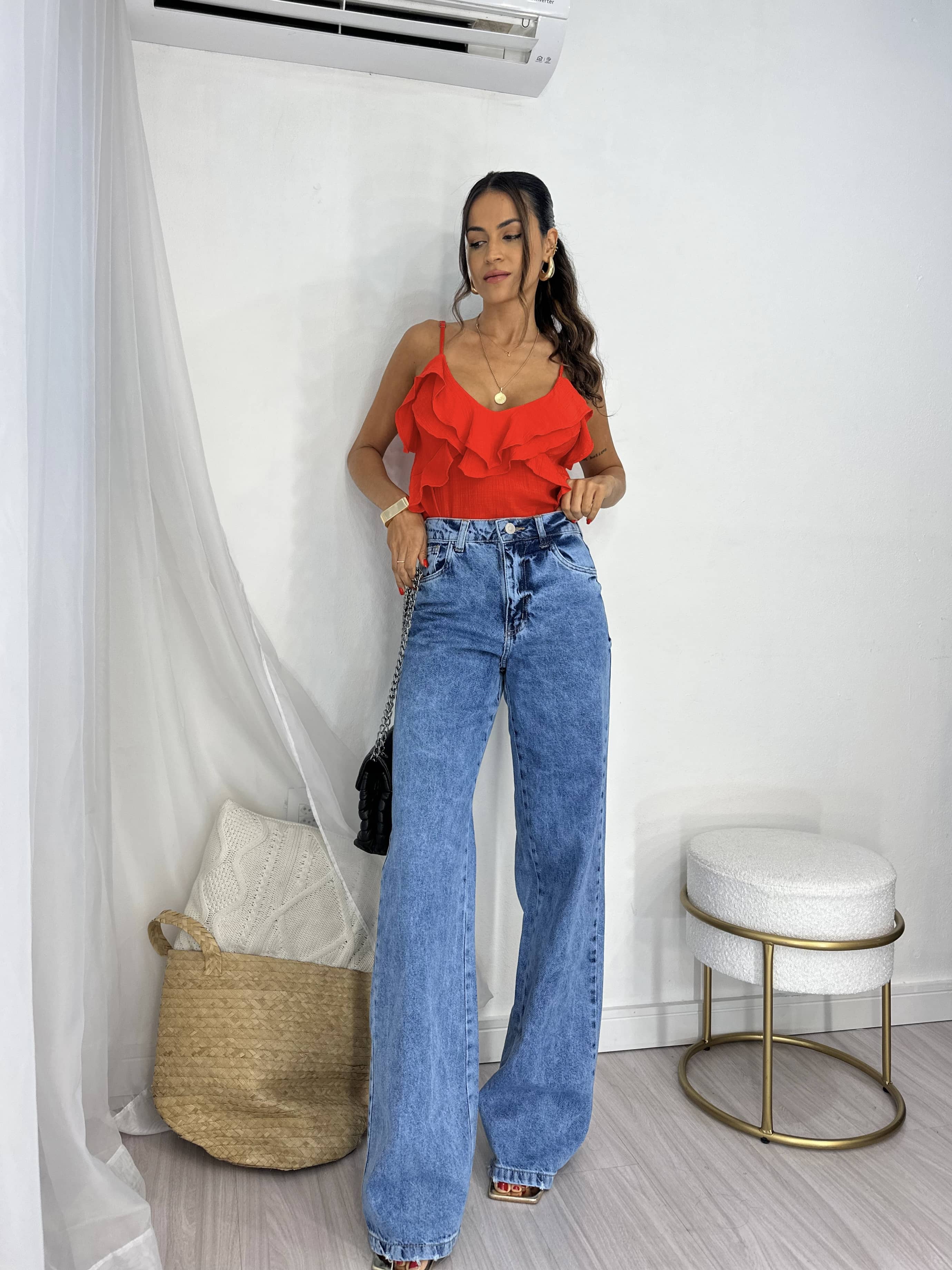 Calça Jeans Wide Leg Nina
