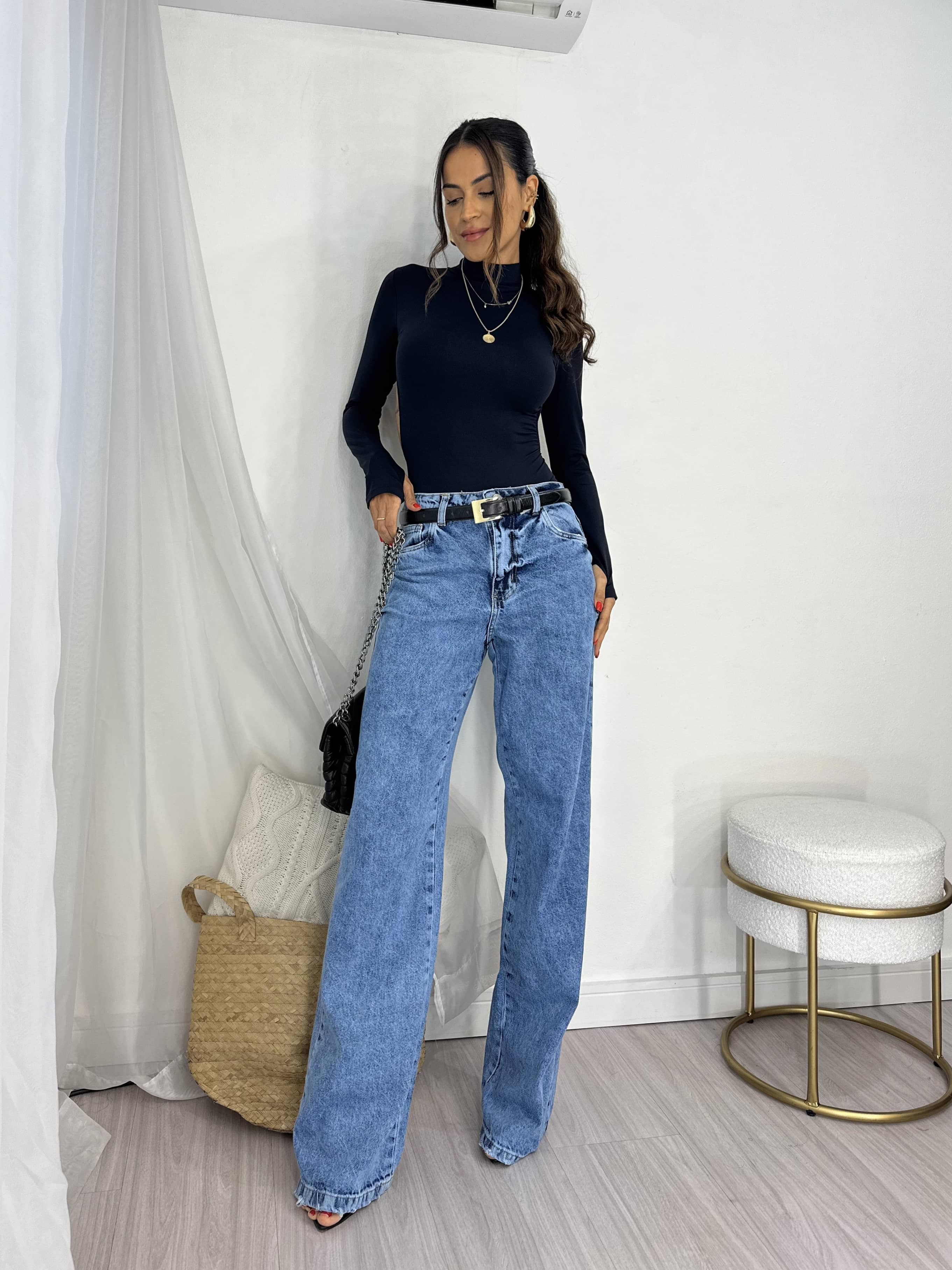 Calça Jeans Wide Leg Nina