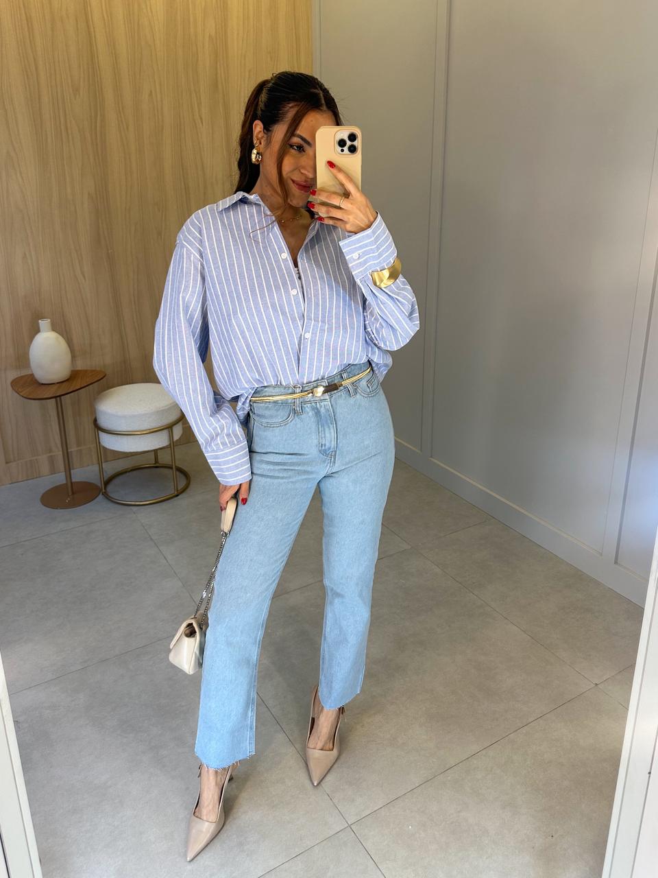 Camisa Listrada Azul Cissa