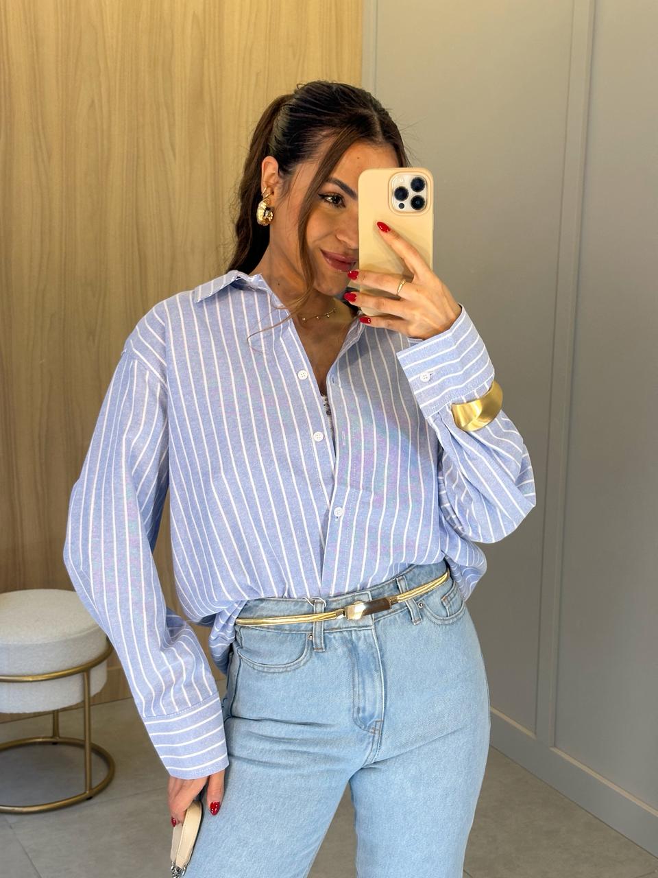 Camisa Listrada Azul Cissa