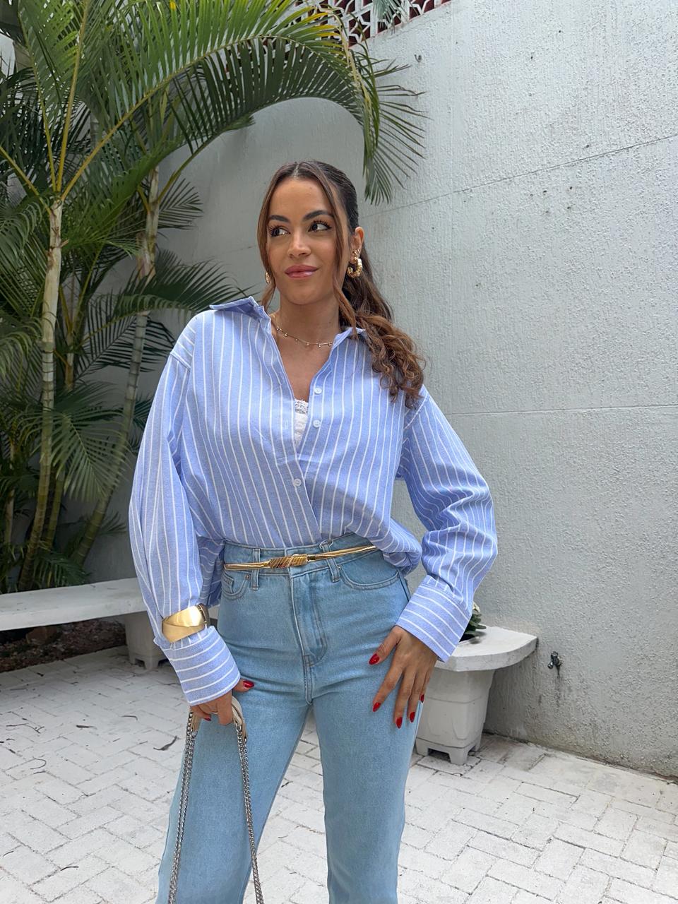 Camisa Listrada Azul Cissa