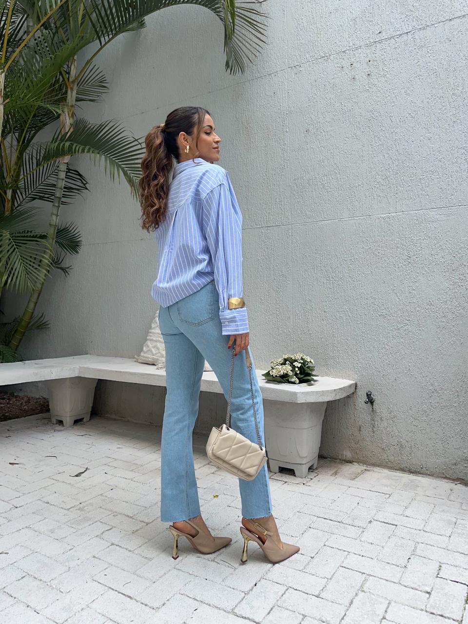 Camisa Listrada Azul Cissa