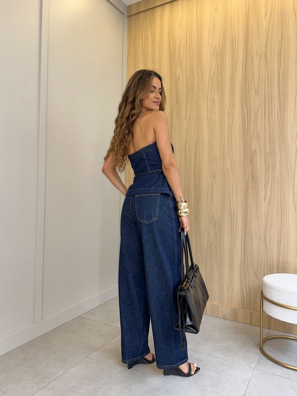 Calça Jeans Barrel Escura Lyra