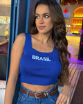Cropped Tricot Azul Brasil