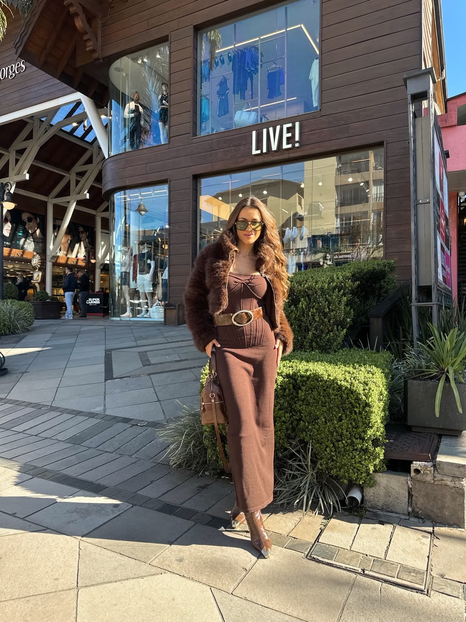 Vestido Midi Modal Marrom Orleans