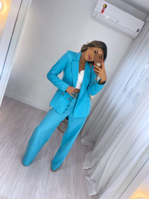 Calça Wide Leg Amanda Azul