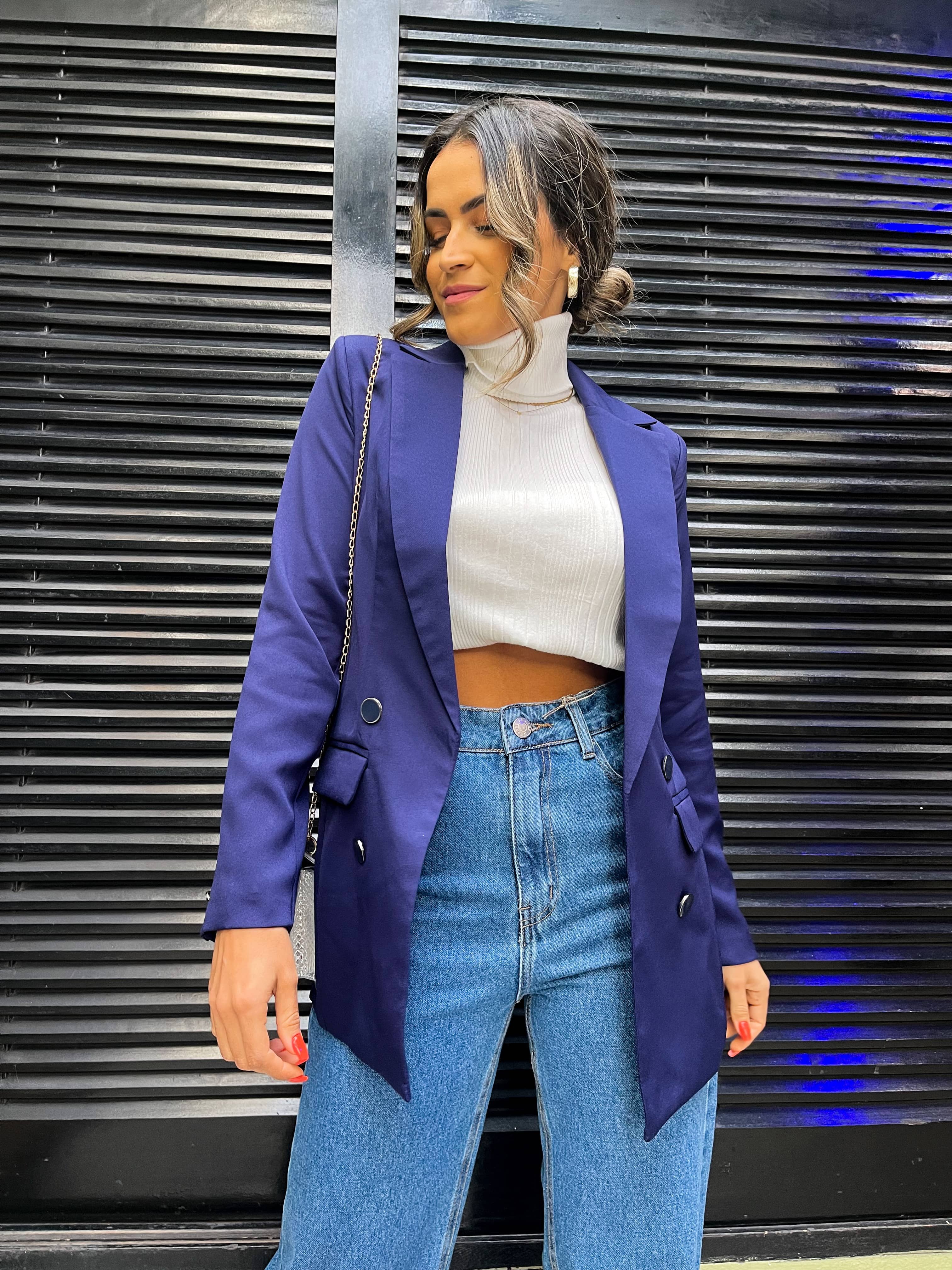 Maxi Blazer Amélia Azul Marinho