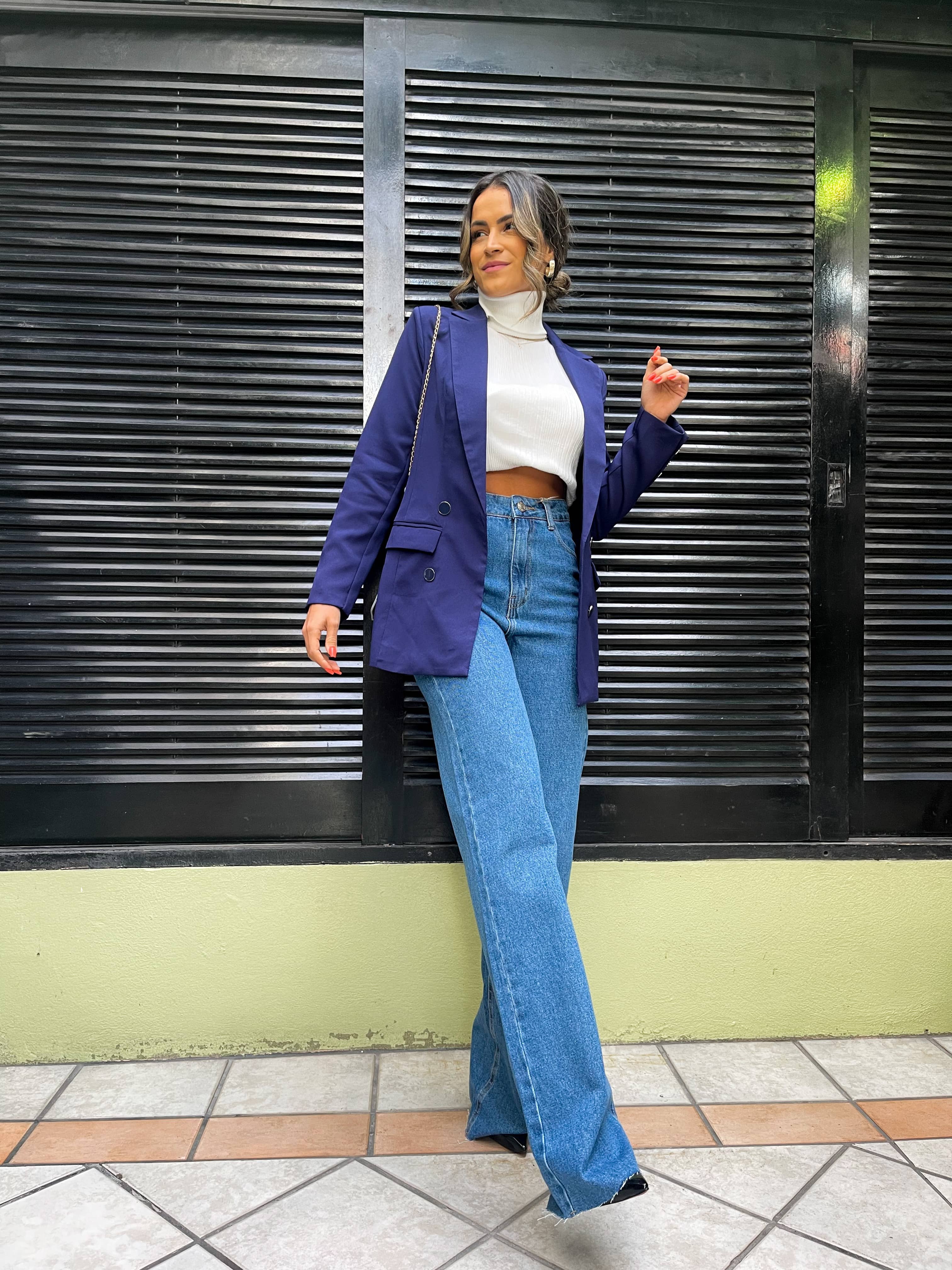 Maxi Blazer Amélia Azul Marinho