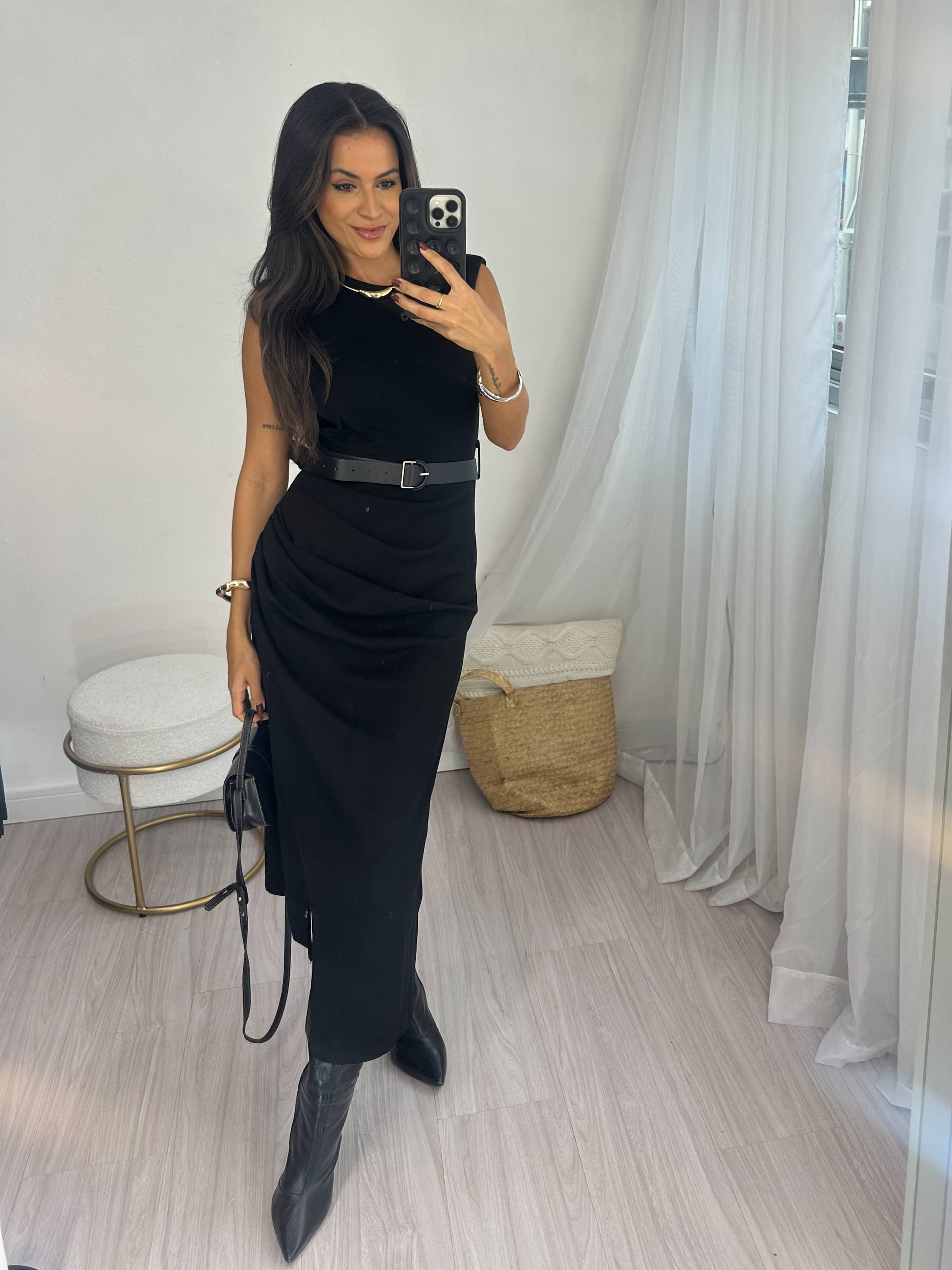 Vestido Midi Preto Ana