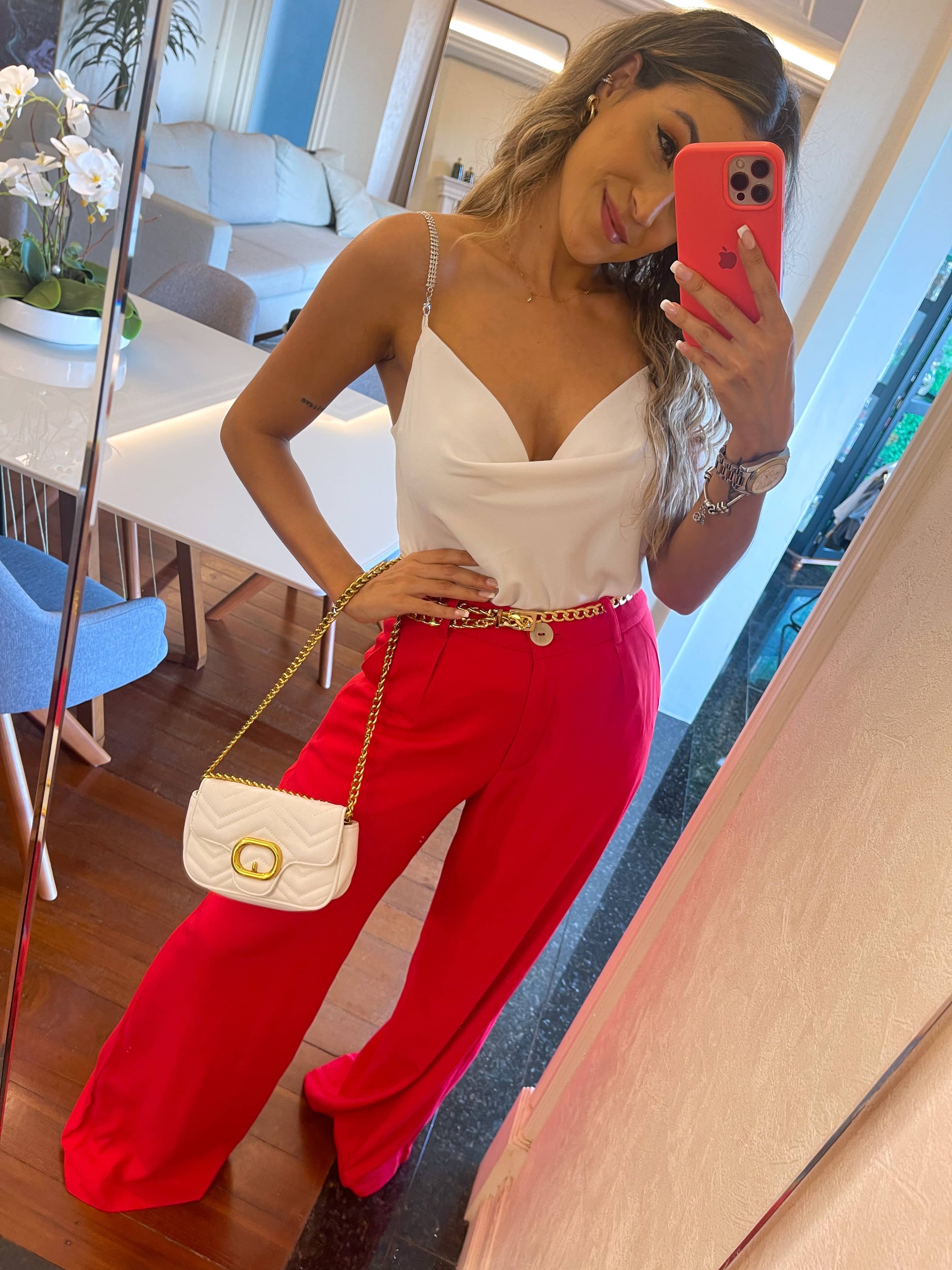 Calça Wide Leg Mia Vermelha