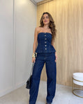 Calça Jeans Barrel Escura Bebel
