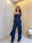 Calça Jeans Barrel Escura Bebel