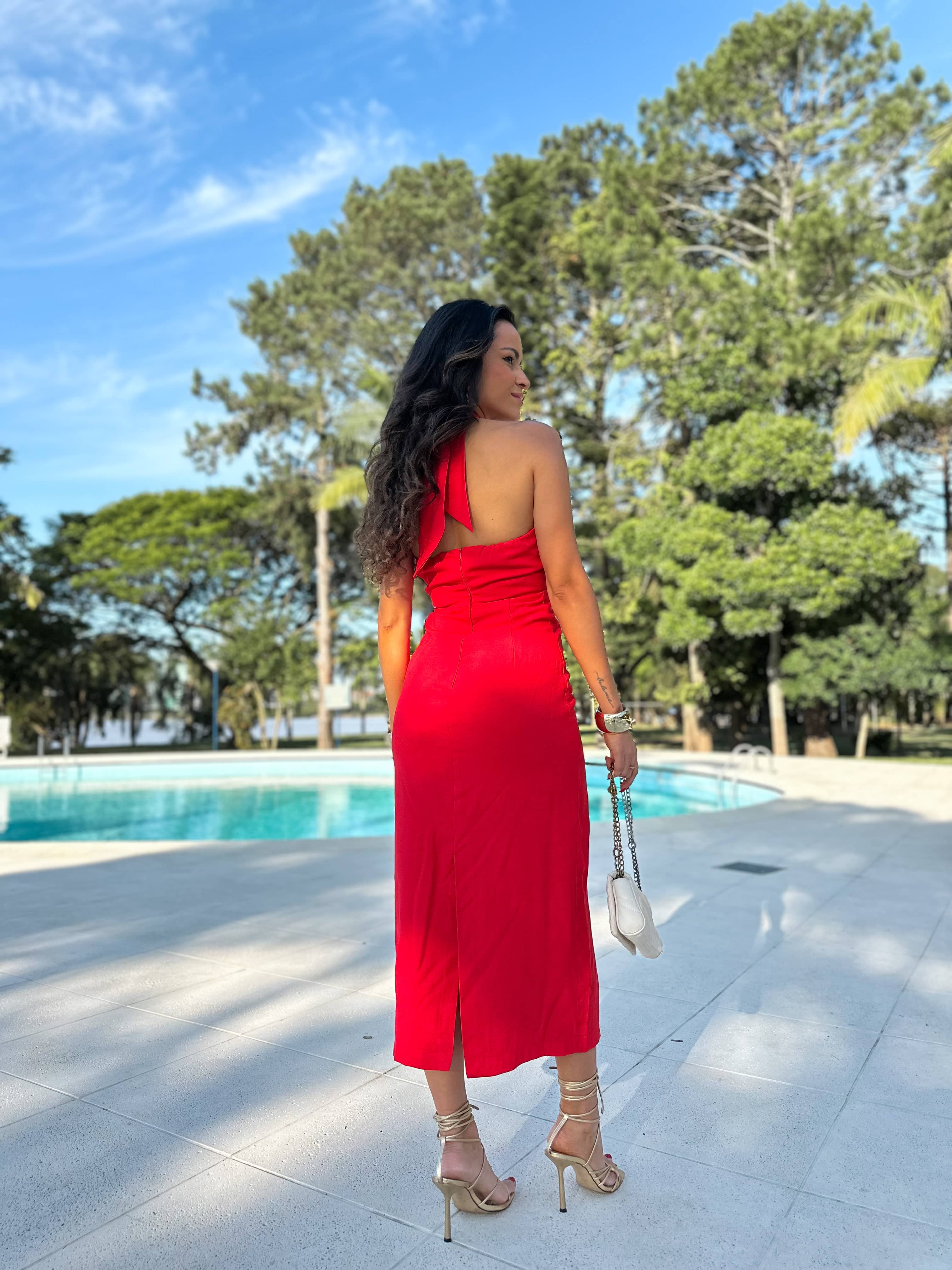Vestido Midi Vermelho Tiana