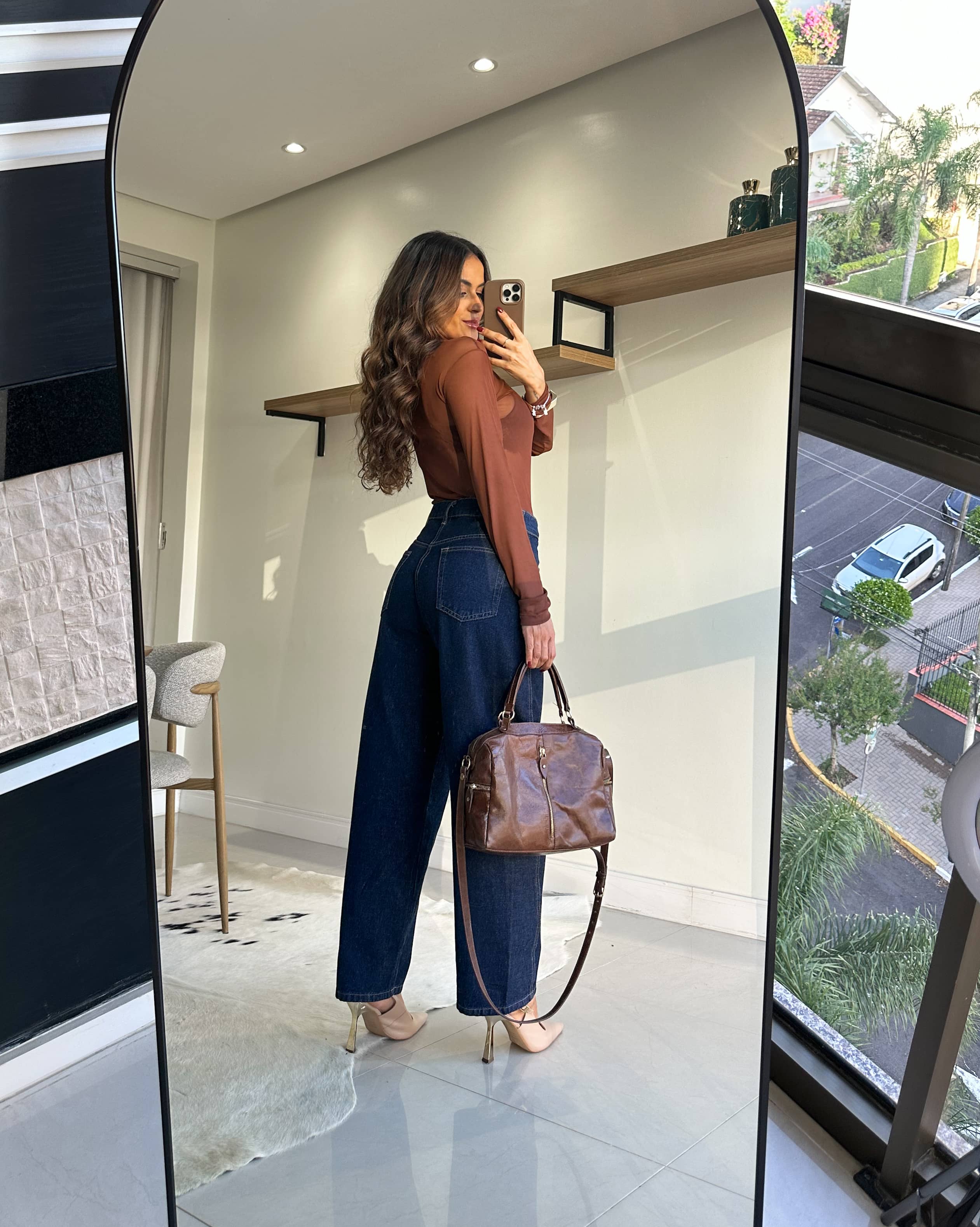 Calça Jeans Barrel Escura Lyra