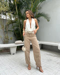 PRÉ VENDA | ENVIOS EM 30 DIAS ÚTEIS Calça Barrel Jeans Nude Lyra