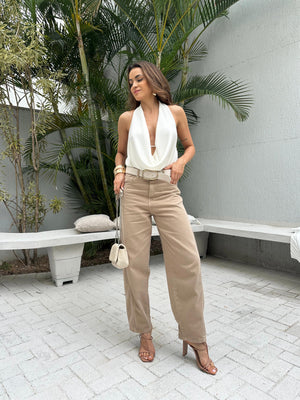 Calça Barrel Jeans Nude Lyra