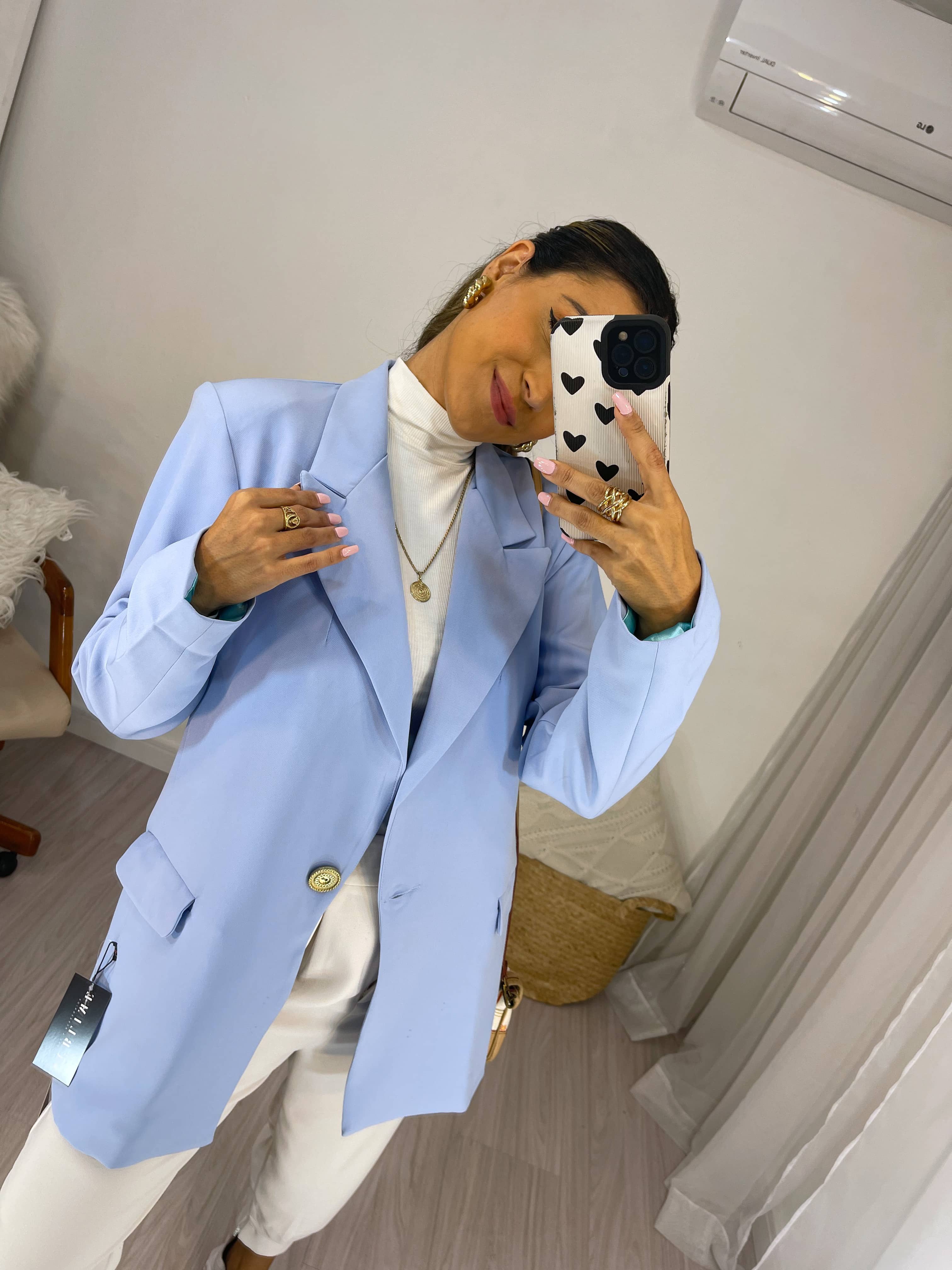 Blazer Over Alfaiataria Dielly Azul