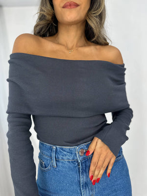 Blusa Ombro a Ombro Chumbo Bourn