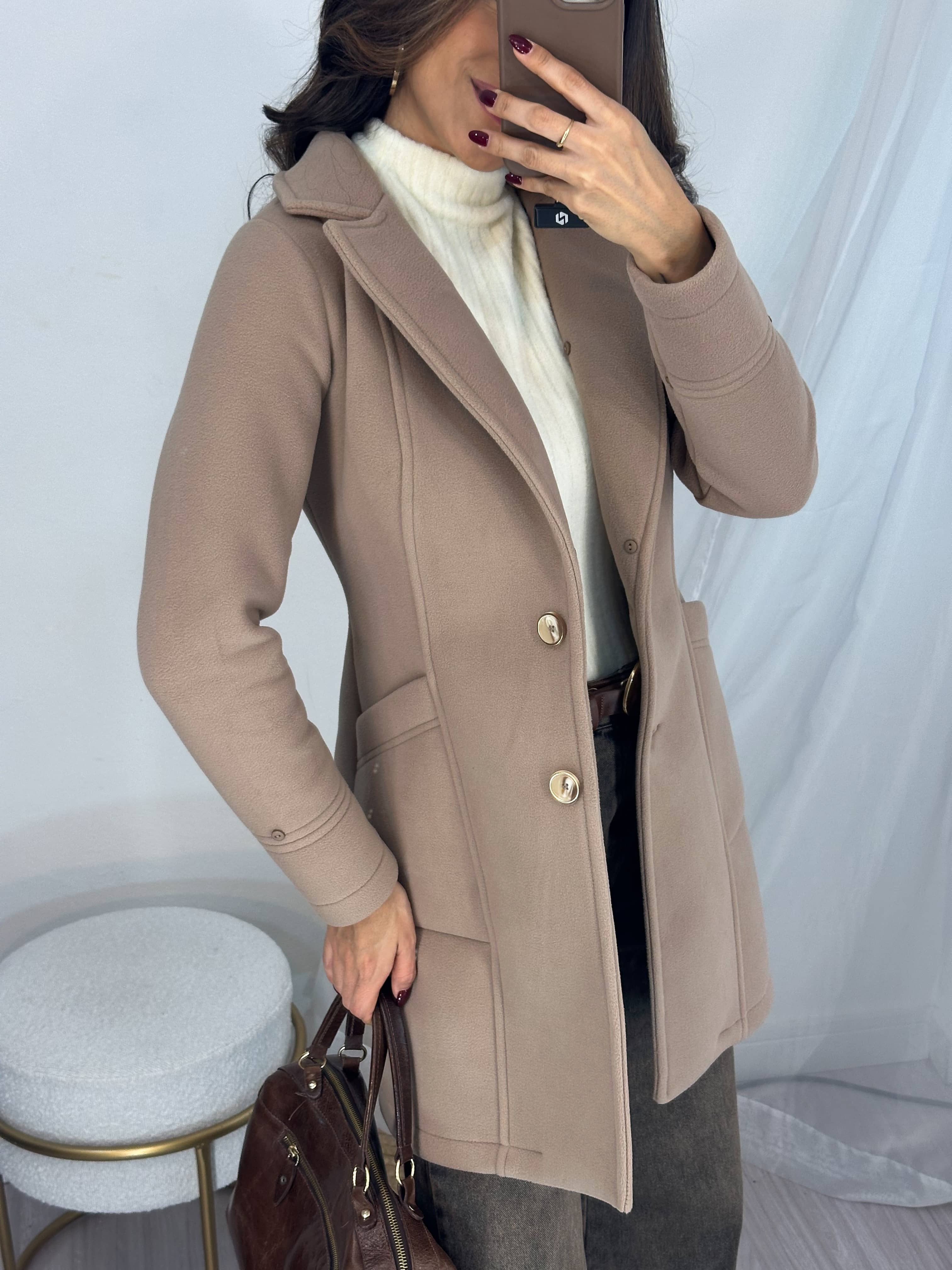 Casaco Ultra Premium Térmico Gola Pele Madrid Nude