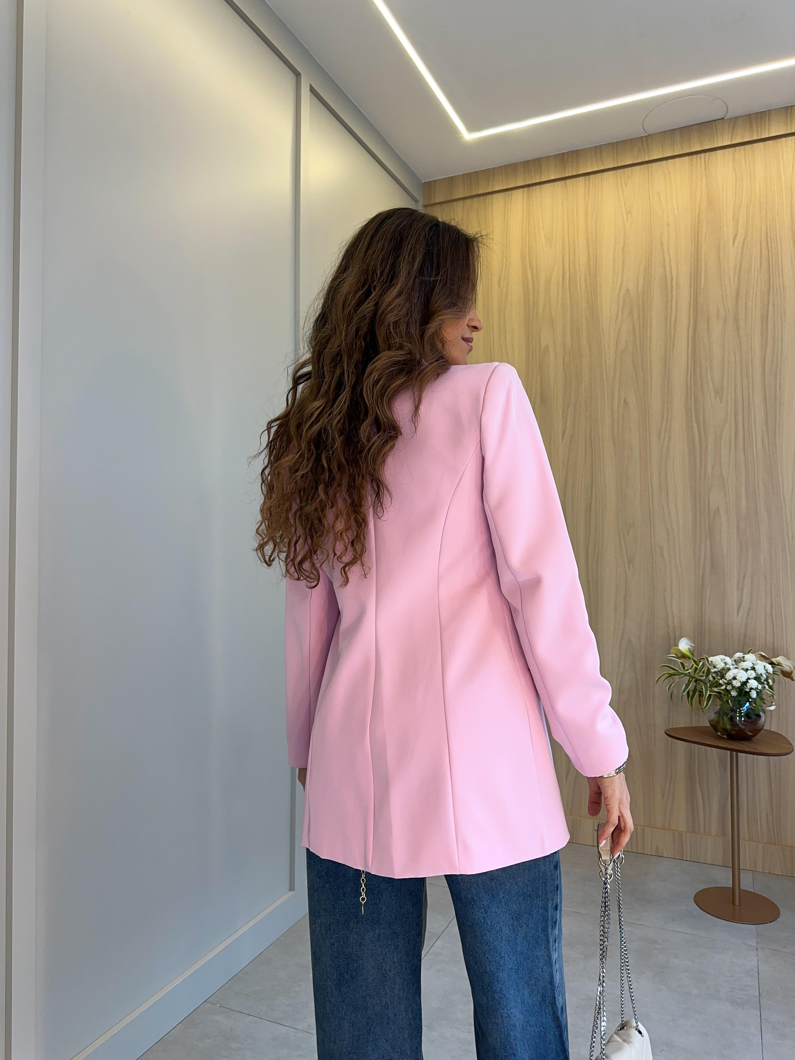 Blazer Alongado Rosa Lia