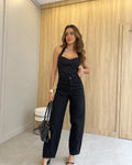 Calça Barrel Jeans Preta Lyra